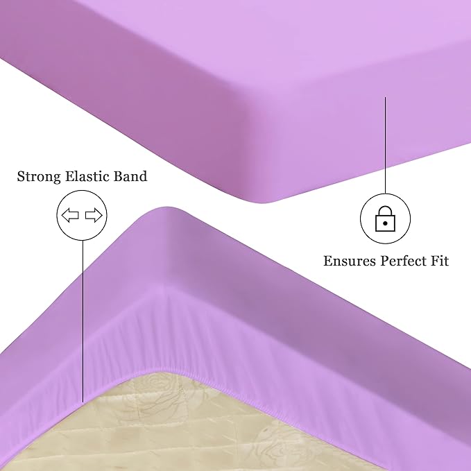 Sufdari Waterproof Mattress Protector, Mattress Cover Twin Size for Bed,18" Deep Pocket Fitted Sheet Style Mattress Protector with Elastic Rubber Band-Purple,Twin