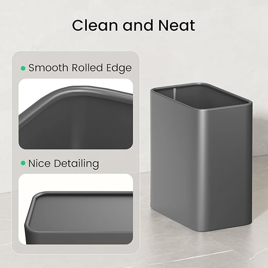 Cesun Small Bathroom Trash Can, 2.1 Gallons, Open-Top, Gray Metal, Stainless Steel, Modern, Ideal for Bathroom, Bedroom, Home Office,Toilet, Rv,Near Desk, Under Sink - Image 5