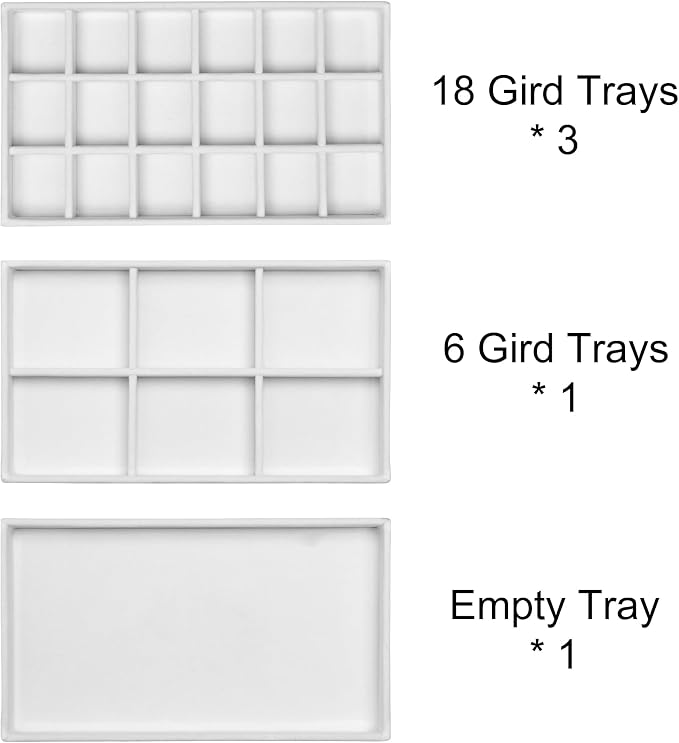 Frebeauty Acrylic Jewelry Organizer Earring Organizer Box with 5 Drawers Earring Holder Organizer with Velvet Trays Clear Jewelry Box for Women Earring Display for Rings Studs(White) - Image 3