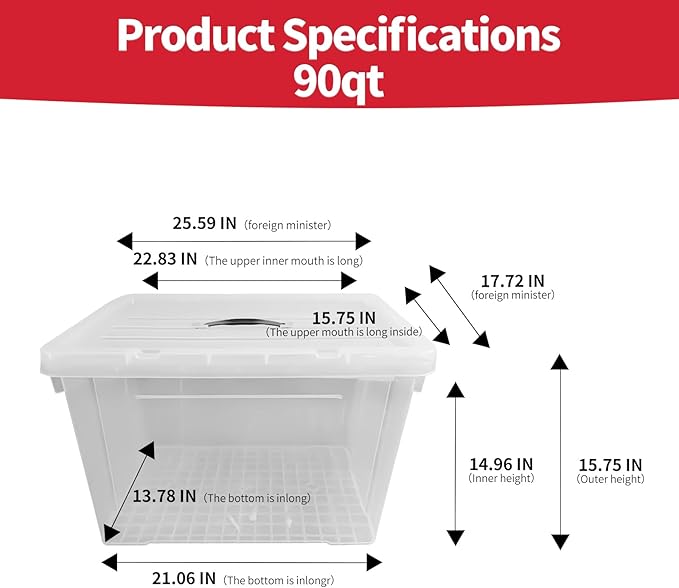 90 Quart 4-Pack Heavy-Duty Stackable Clear Storage Bins with Lids - Premium Clear Plastic Organizing Containers for Home, Office, Closet & Bathroom BPA-Free, Secure Latches and Pull Handles