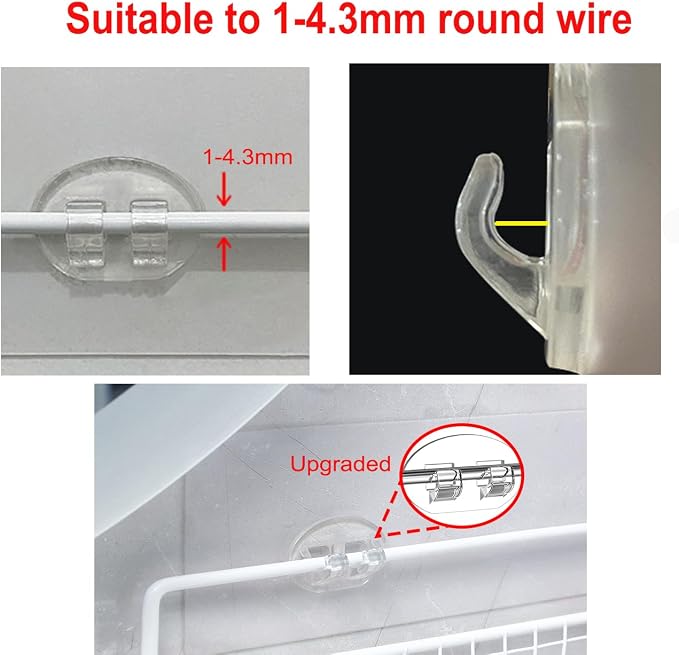 Shower Caddy Adhesive Replacement Hook, 8Pcs Heavy-Duty No Drilling Adhesive Stickers for Shower Caddy Shelves Basket Bathroom Organizer Hanging Hook, Wall Mount Sticker Strips Pads - Image 3