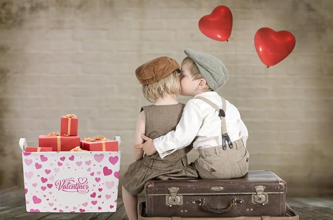 CLOCOR Rectangular Valentines Basket Empty,Toys Storage Basket,Waterproof Gift Basket,Room Decor(Valentine Basket) - Image 3