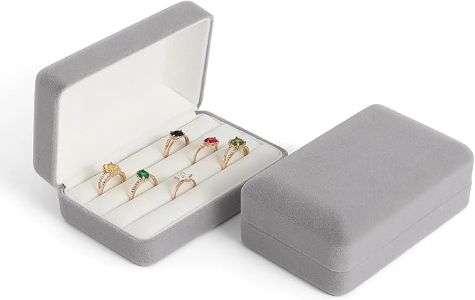 Small Ring Organizer Box. Ring Box for Multiple Rings, Travel Ring Jewelry Storage Case. Portable Ring Display Holder for Women (small grey) - Image 3