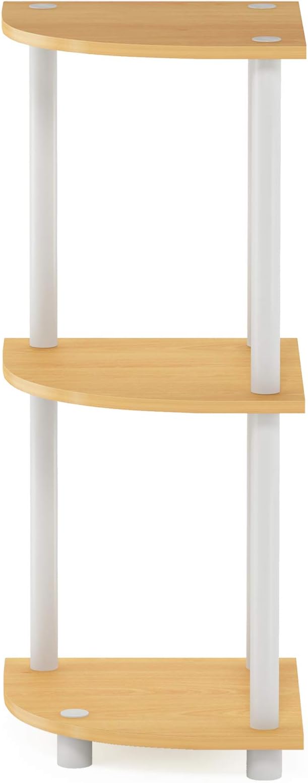 Furinno TURN-N-TUBE Corner Shelf, 3-Tier Corner Bookshelf, Display Storage Shelves with Open Shelves, for Organization and Storage, Living Room, Home Office, Garage, Beech - Image 7
