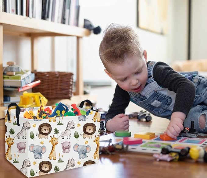 Rectangular Kids Basket Animals Storage Baskets Cute Basket Toy Storage Bin Zoo Room Decor for Home(Zoo) - Image 2