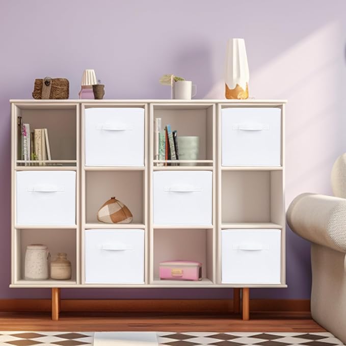 ShellKingdom Storage Bins, Foldable Fabric Storage Cubes and Cloth Organizer Drawer for Closet and Toys, 2 Pack (White) - Image 2
