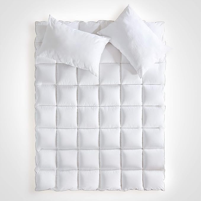 SLEEP ZONE California King Cotton Mattress Topper, Ultra Fluffy Soft Mattress Pad Pillowtop Cooling Mattress Cover Fits 8-21 inch Deep Pocket, White