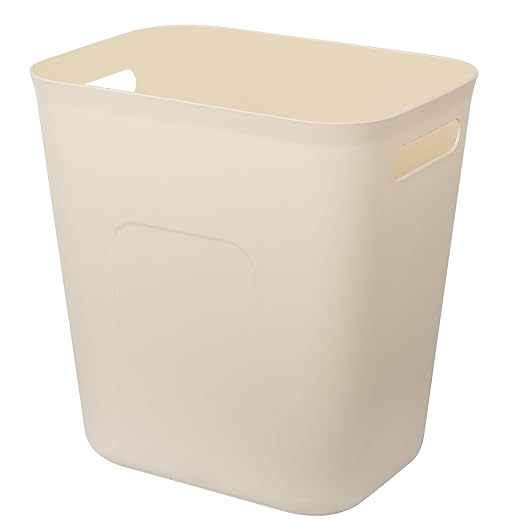 UUJOLY Plastic Small Trash Can Wastebasket, Garbage Container Basket for Bathrooms, Laundry Room, Kitchens, Offices, Kids Rooms, Dorms, 3.5 Gallon, Beige by UUJOLY