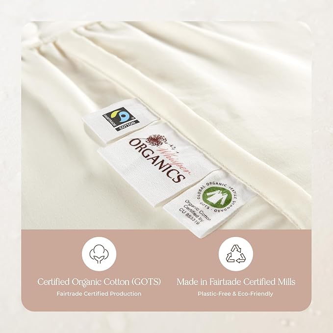 100% Cotton Organic Mattress Pad - Breathable & Cooling Mattress Protector Twin XL Size - Premium 300GSM Quilted and Machine Washable - Fairtrade & GOTS Certified Bed Protector (Ivory, Twin XL)