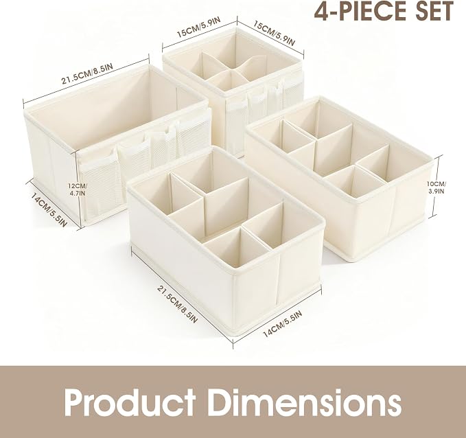 VERONLY Cosmetic Storage Bins Makeup Organizer, Adjustable Multifunction Storage Box Desk Drawer Divider for Makeup Brushes, Bathroom Countertop or Dresser, Set of 4 - Image 3