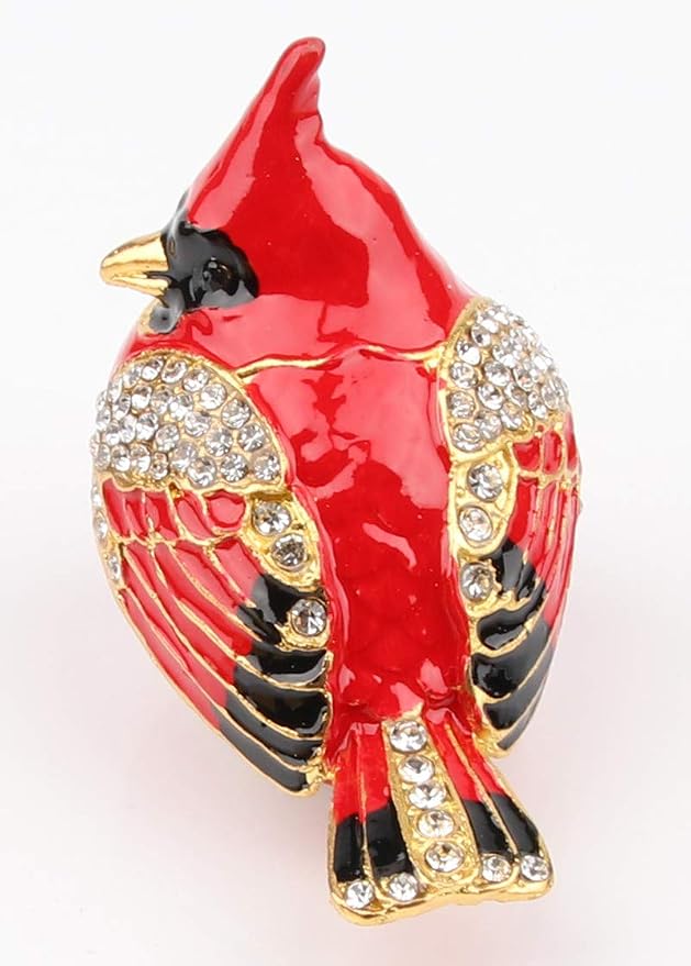 SEVENBEES Cardinal Bird Trinket Box Metal Enameled Animal Figurines Collectable Wedding Jewelry Ring Holder Organizer - Mothers Day Gifts - Image 2