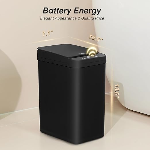 FRESHLIX Bathroom Automatic Trash Can, 4 Gallon Touchless Motion Sensor Small Garbage Can with Lid Smart Electric Narrow Waterproof Garbage Bin for Bedroom Office, Black - Image 3