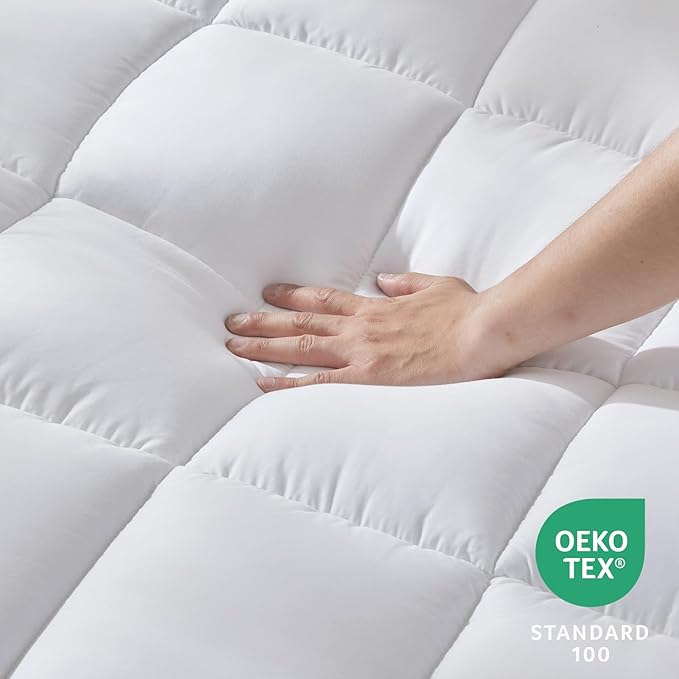 CozyLux King Size Mattress Pad Pillow Top Cotton Cooling Mattress Topper 8-21" Deep Pocket Mattress Cover Quilted Fitted Cooling 450GSM Mattress Protector (78x80 inch,White)