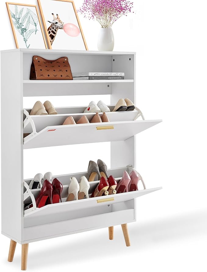 VEVOR Shoe Storage Cabinet for Entryway, 31.5" D x 9.4" W x 47.3" H, White by VEVOR