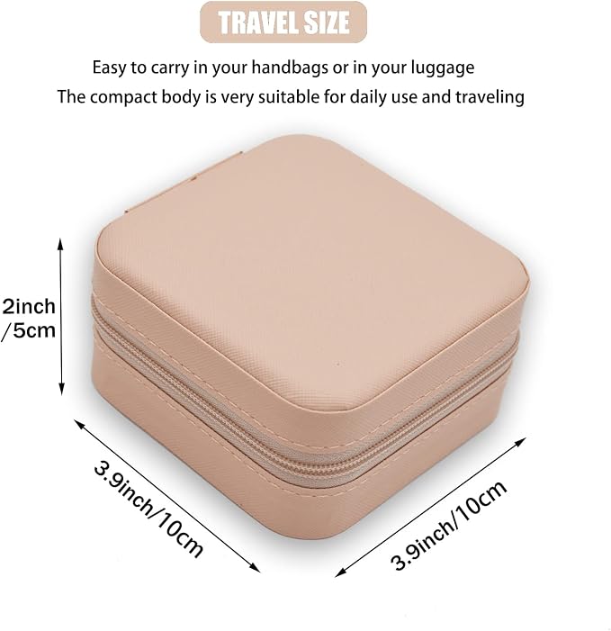 MODENGKONGJIAN Mini Jewelry Travel Case, PU Leather Organizer Box, Small Portable Jewellery Storage Holder for Womens Rings Earrings Necklaces Bracelets (Pink) - Image 5