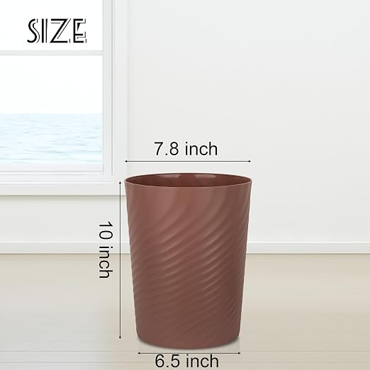 UUJOLY Plastic Trash Can Wastebasket, Garbage Container Basket for Bathrooms, Kitchens, Offices, Kids Rooms (Brown, 1.8 Gallon) - Image 6