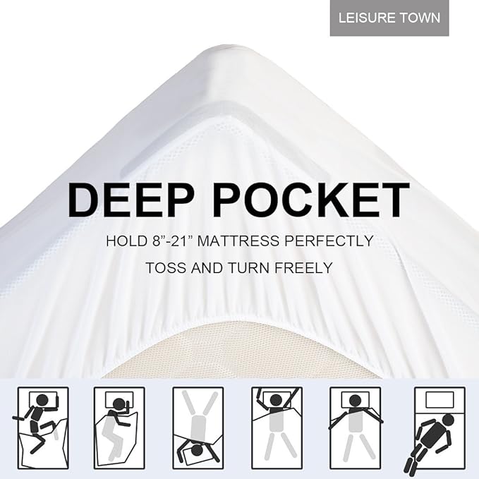 LEISURE TOWN Cotton Mattress Pad Full Size Fitted Quilted Mattress Cover Pillow Top Mattress Topper Cooling Soft Breathable Mattress Protector with 8-21 Deep Pocket,Machine Washable (54x75 White)