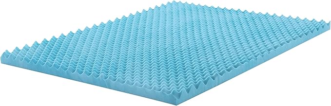 Zayton, 2-Inch Premium Convoluted Gel Memory Foam Toppers for Enhanced Comfort and Support, Queen, Blue