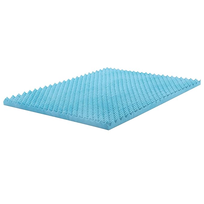 Treaton, 3-Inch Premium Convoluted Gel Memory Foam Toppers for Enhanced Comfort and Support, Twin, Blue