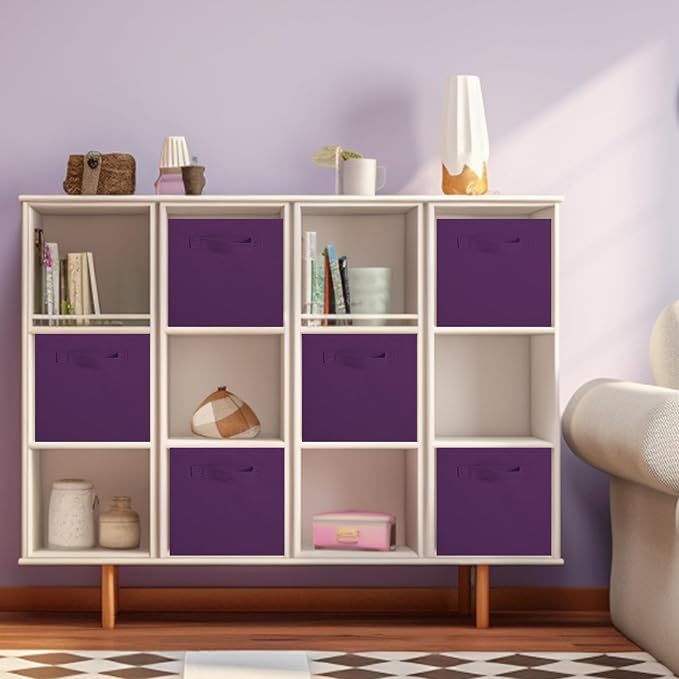 ShellKingdom Storage Bins, Foldable Fabric Storage Cubes And Cloth Storage Organizer Drawer For Closet And Toys Storage, 6 Pack (Purple) - Image 3