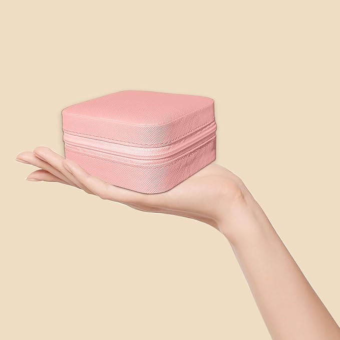 Small Travel Jewelry Box, Portable Mini Jewelry Leather Box Jewelry Ring Organizer Case Storage Holder Gift Boxes for Girls Women, Pink - Image 6