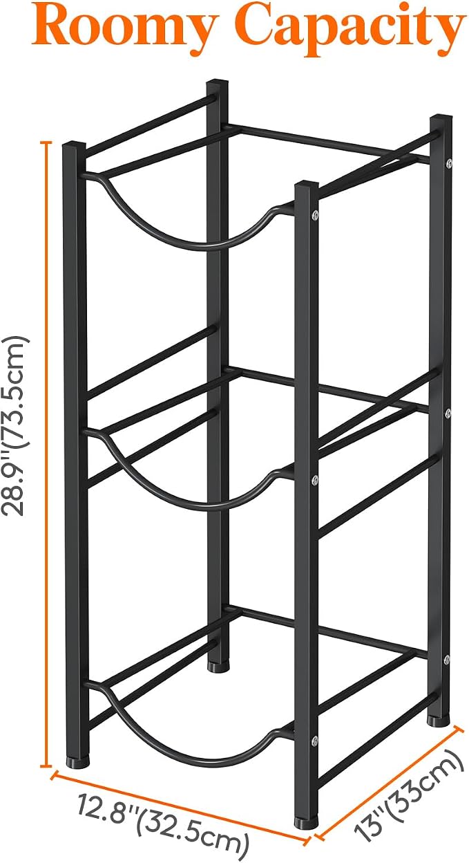 Lifewit 5 Gallon Water Jug Holder, 3 Tier Water Bottle Stand, 3 Slots Heavy Duty Water Dispenser Rack for Gallon Jugs, 126 lb/57 kg Capacity Detachable Water Jug Shelf Organizer for Home/Office Black - Image 2
