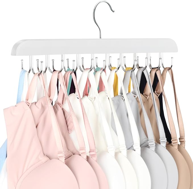 Resovo Bra Hanger for Closet, Tank Top Hanger 20 Hooks Capacity Foldable Wood Space Saving Hangers Closet Organizers and Storage for Dorm & Apartment for Tank Top, Bra, Scarf etc. by LearnMoreAboutResovo