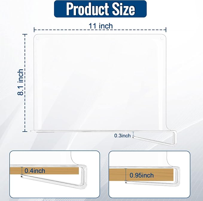 BAUMFEUER 2 Pack Clear Acrylic Shelf Dividers for Closet Shelf Organizer of Bedroom Kitchen Office Bathroom Organizer for Clothes Books and Handbags - Image 2