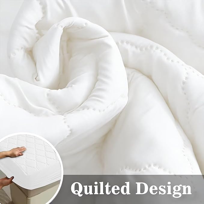 Shatex Full Size Mattress Pad - Breathable Quilted Mattress Topper Protector with 8-16 Inches Deep Pocket, Machine Washable (54x75inch,White)