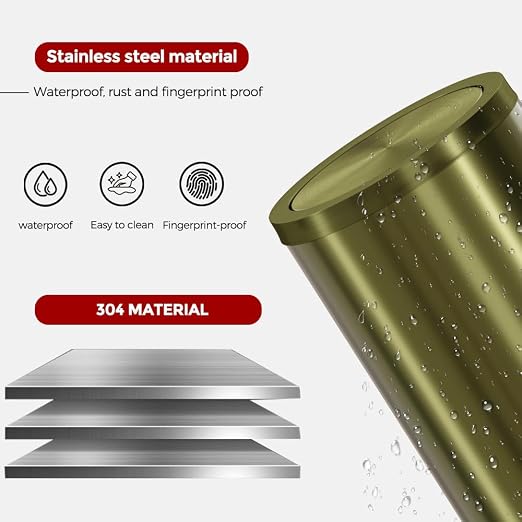 9L/2.4Gal Antique Bronze Bathroom Trash Can, Small Flip Garbage Can with Lid,Brushed,Single-Layer,Trash Bin for Laundry，Hotel，Office， Laundry Room (Bronze) - Image 4