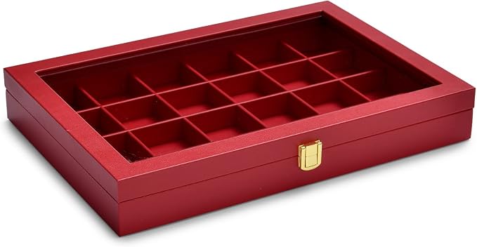 Oirlv Luxury Leather 24 Grid Jewelry Tray with Transparent Lid Earrings Rings Organizer Box Stackable Jewelry Box Drawer Inserts Women Gift - Image 4