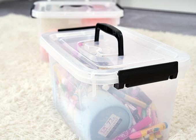 Clear Storage Latch Box/Bin, 2-Pack Plastic Organizing Container with Handle and Lids (7 QT/16QT) - Image 3