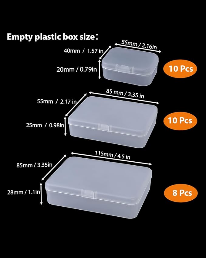 LJY 28-Piece Plastic Storage Containers with Lids (3 Assorted Sizes), Rectangular Organizer Box Set Frosted White Storage Boxes for Office Desk & Personal Items, Matte Privacy Finish, White