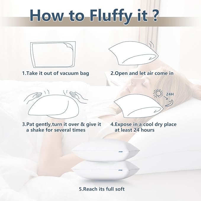 CozyLux Soft Supportive Bed Pillows for Side and Back Sleepers, Oeko-Tex Certified Down Alternative Filling, Hotel Quality Fluffy Sleeping Pillow, King Size Set of 4, White, 19" x 34"