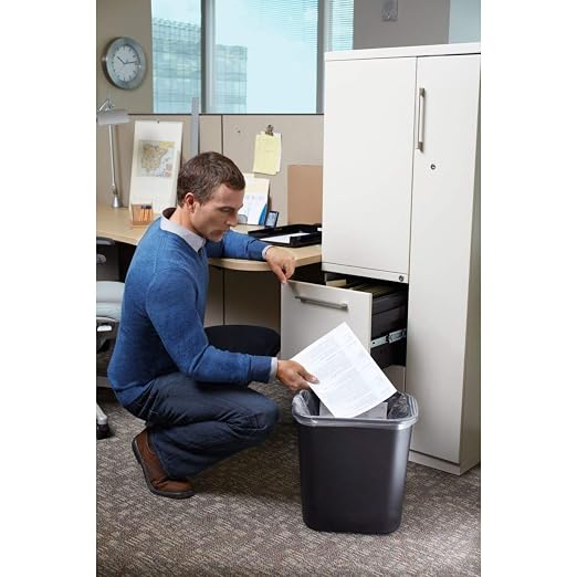 Rubbermaid Commercial Products Wastebasket/Trash Can, 7-Gallon/28-Quart, Black, Plastic, for Bedroom/Bathroom/Office, Fits Under Desk/Sink/Cabinet, Pack of 4 - Image 6