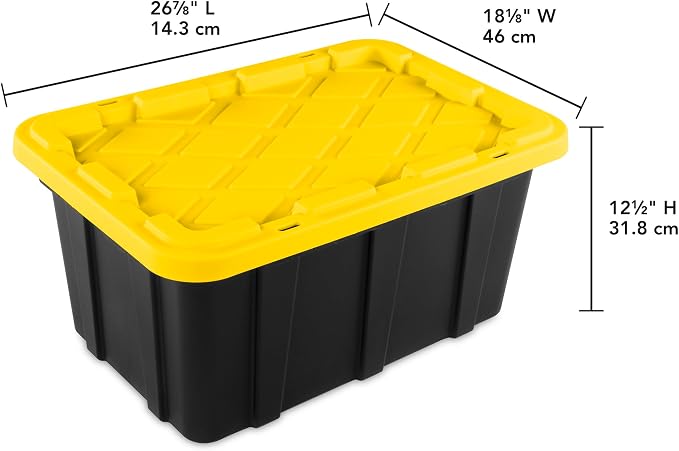 Sterilite 6-Pack Industrial Tote, Plastic Storage Container Bins with Lids, 17 Gallon - Heavy-Duty Organizing Containers for Closet, Bathroom & Office, Stackable Transport Boxes with Secure Handles - Image 3
