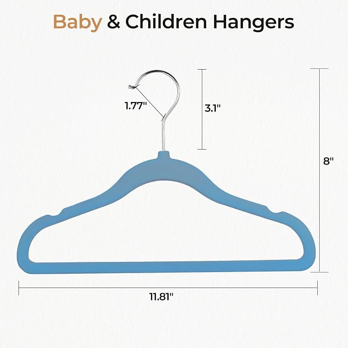 GoodtoU Kids Hangers Velvet 50 Pack 14" - Kids Felt Hangers Non Slip Toddler Hanger Childrens Hanger for Kid - Image 2