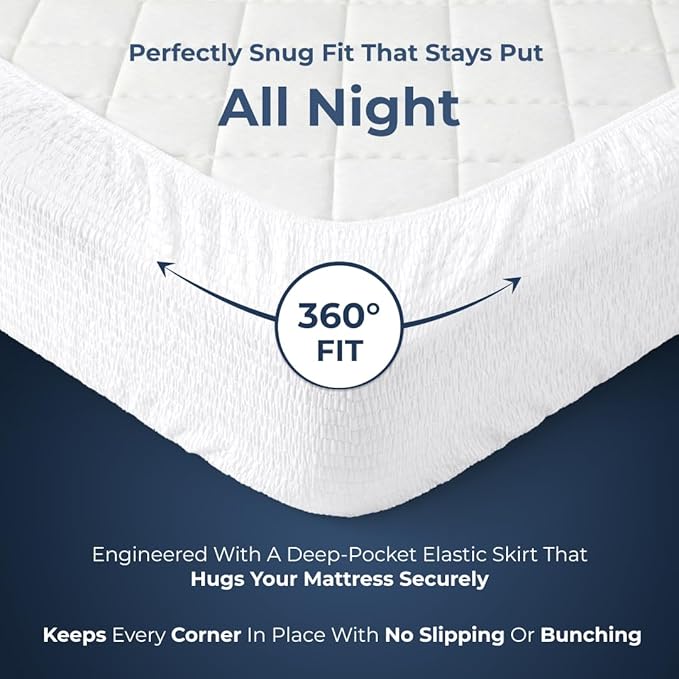 PAULATO BY GA.I.CO King Waterproof Mattress Protector – 100% Waterproof Mattress Cover, Soft Quilted Polyester, Breathable & Silent, Deep Pocket Fit (King)