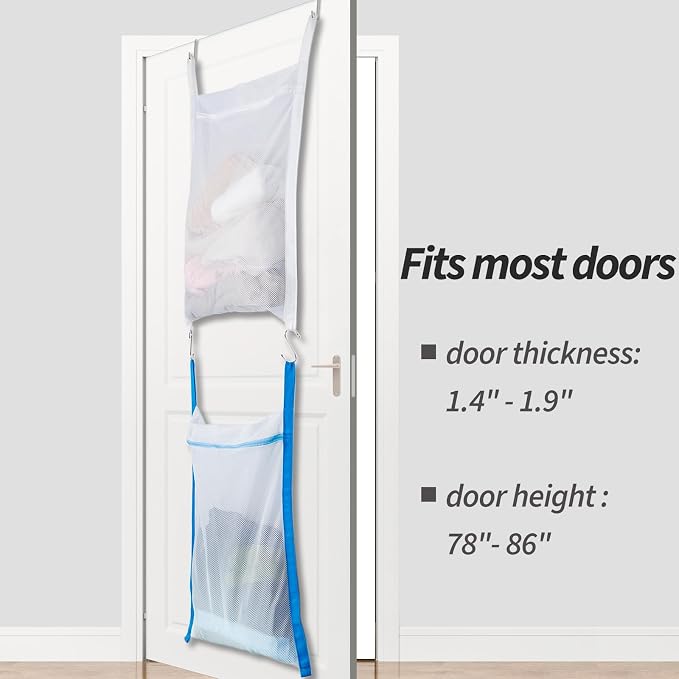 Over Door Large Mesh Laundry Hamper Bag, 2 Pcs Washable Laundry Basket for Bedroom/Dorm/Bathroom - Image 2