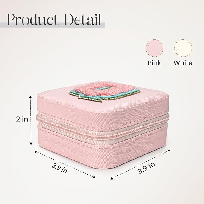 SANDJEST Personalized Jewelry Box, Pink Travel Jewelry Box with Initial Q, Small Monogrammed Jewelry Case Organizer for Girls Women Teen Kids, Mini Travel Essentials Gifts for Birthday Christmas - Image 2