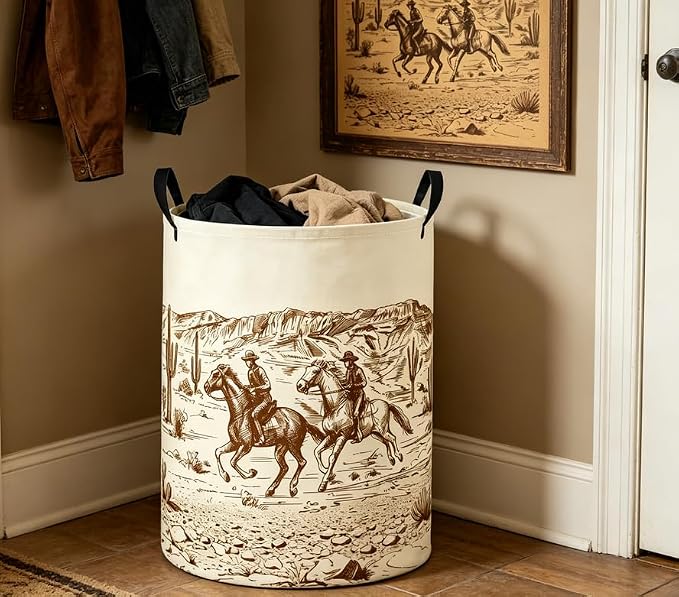 Baby Laundry Basket Baby Nursery Hamper Kids Laundry Basket Toy Storage Bin for Boys Room Decor Gift Baskets for Bedroom Bathroom(Cowboy) - Image 5