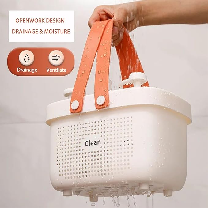 JiatuA Plastic Storage Basket with Handle Portable Shower Caddy Tote Organizer Basket Bin for Bathroom Kitchen Dorm Room Bedroom, Small Pink - Image 7