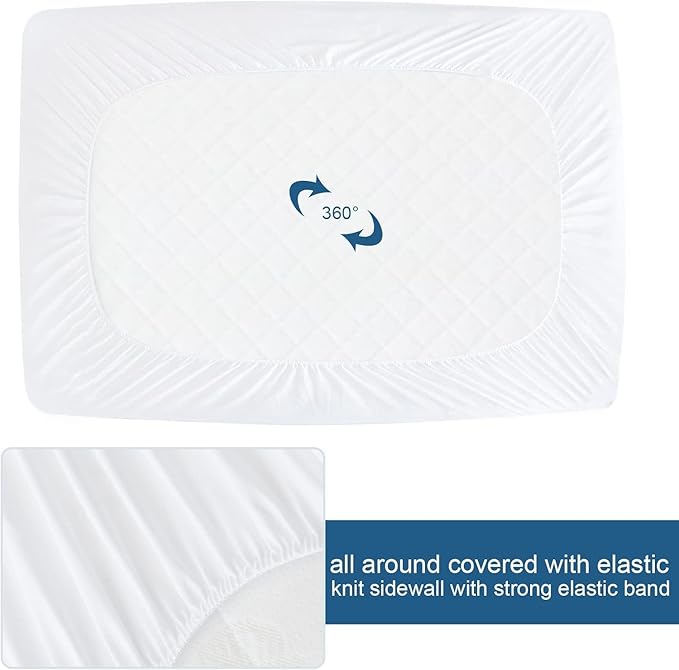 Split Top King Mattress Protector Waterproof Soft & Breathable Terry, 34" Top Split from Head 78''×80'' up to 18'' Depth, Skin-Friendly Machine Washable Mattress Cover