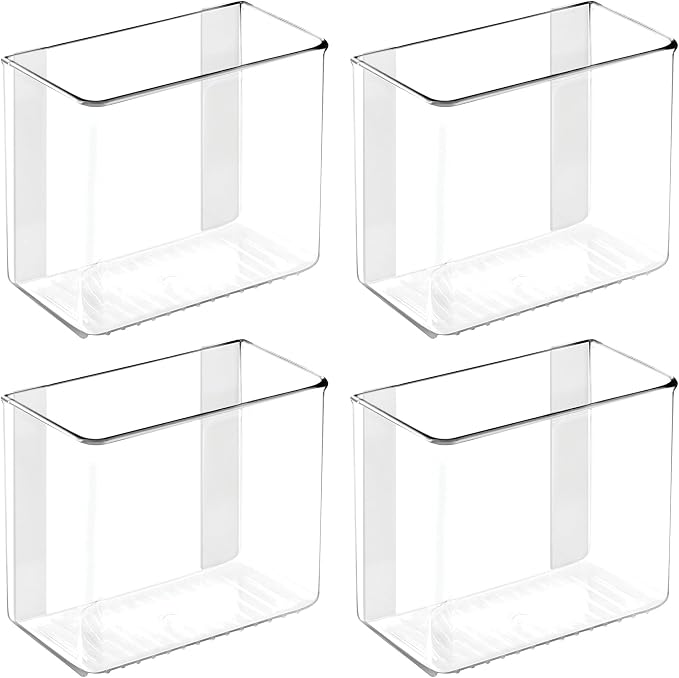 iDesign Adhesive Organizer Bin - Damage-Free Hanging for Kitchen, Bathroom, or Office - Set of 4 - Clear - Image 8