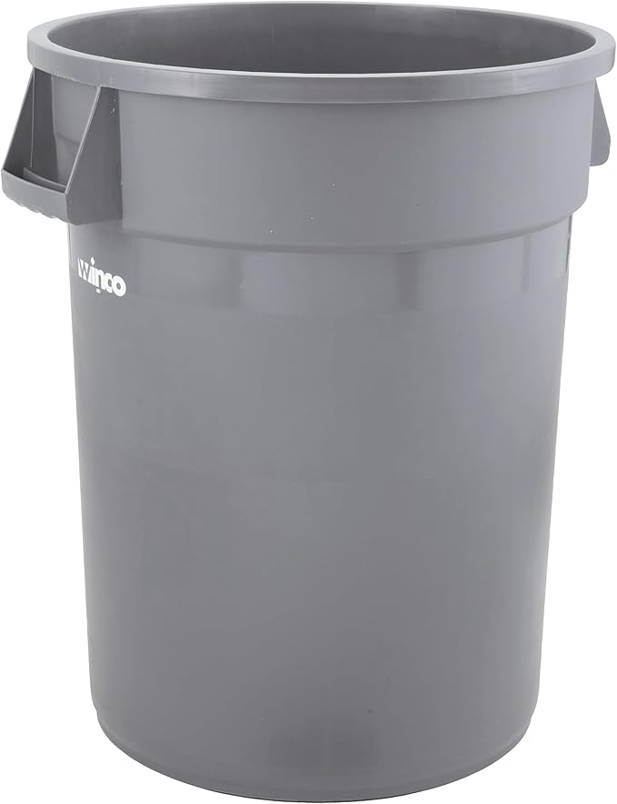 Winco PTC-10G Round Trash Can, 10 Gallon, Plastic, Gray by Winco