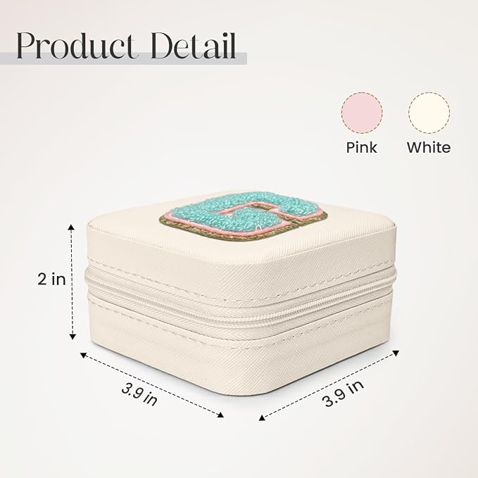 SANDJEST Personalized Jewelry Box, White Travel Jewelry Box with Initial G, Small Monogrammed Jewelry Case Organizer for Girls Women Teen Kids, Mini Travel Essentials Gifts for Birthday Christmas - Image 2