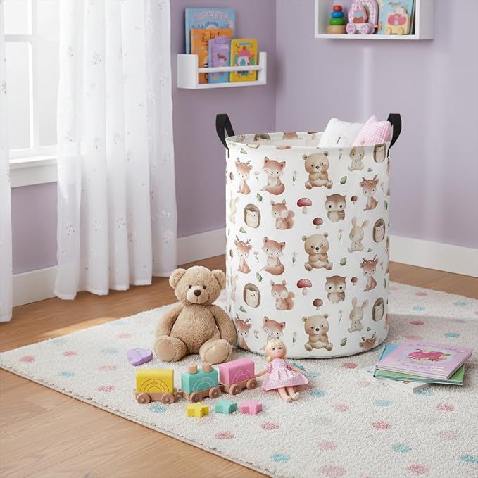 Baby Laundry Hamper kids laundry Basket Waterproof Laundry Bag for Bedroom Toy Clothes Organizer Room Décor(Mushroom Animal) - Image 4