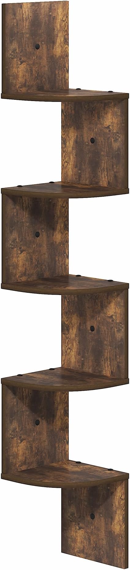Furinno Rossi Floating Book Shelves for Wall, 5-Tier Zigzag Corner Shelf Wall Mounted, Radial Corner Floating Shelf, for Living Room, Bedroom, Bathroom, Home Office, Amber Pine - Image 5