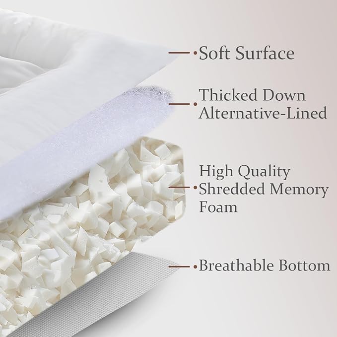 WhatsBedding 5 Inch Memory Foam Mattress Topper Queen Size, Supportive Fluffy Shredded Memory Foam Filled Pillow Top, Extra Soft Bed Topper for Back Pain Relief, 60x80x5 Inch