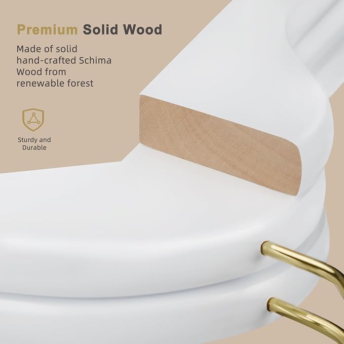 TOPIA HANGER Wooden Hangers 30 Pack, White Wood Coat Hanger with 360° Swivel Gold Hook, Non Slip Pants Bar and Shoulder Notches for Camisole, Jacket, Pants, Smooth Finish Clothes Hangers -CT34WG30 - Image 4